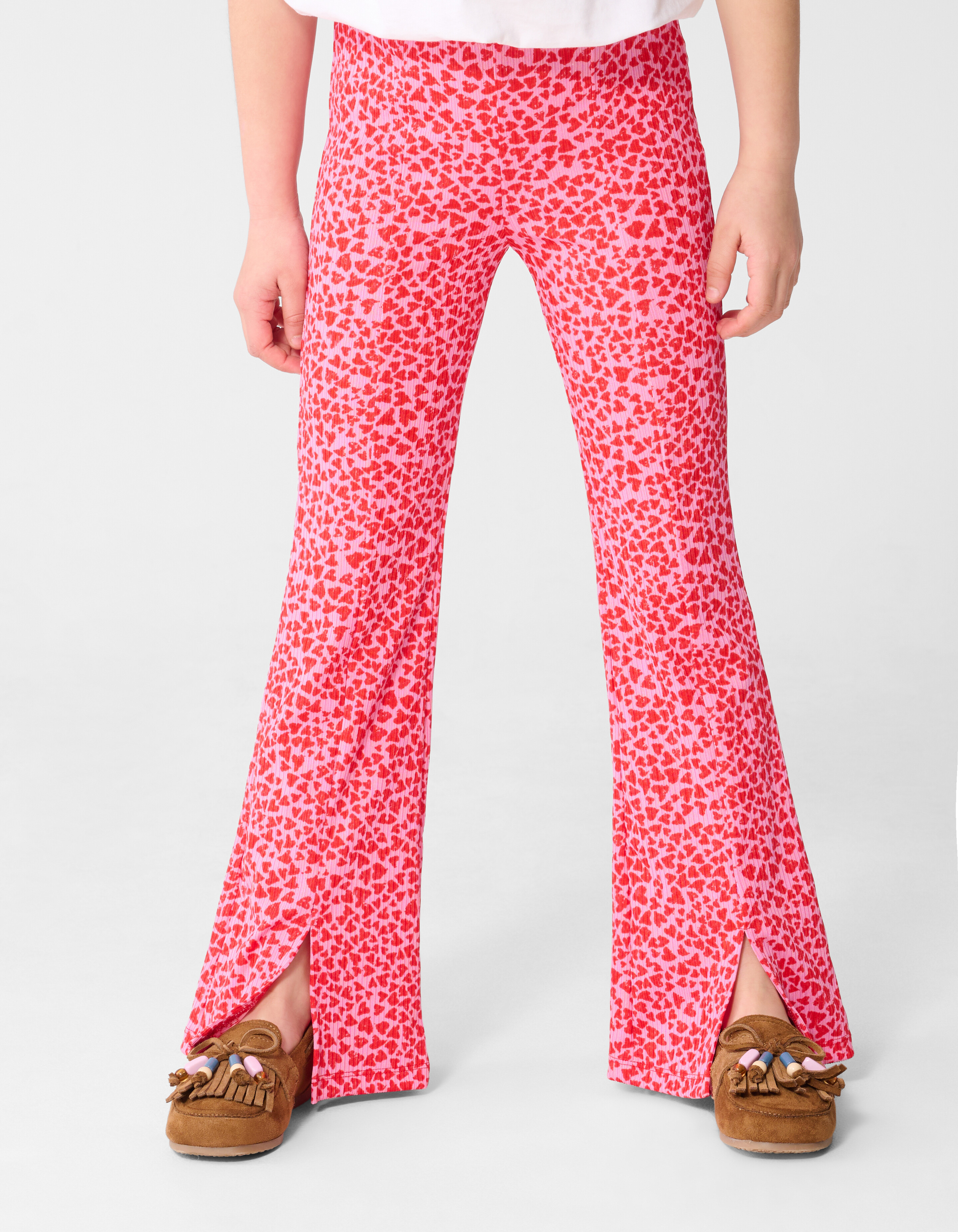 Rib Heart Flaired Legging Roze SHOEBY GIRLS