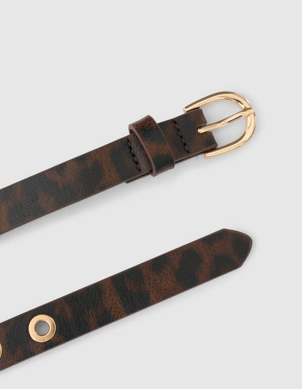 Leopard Print Riem Bruin SHOEBY ACCESSOIRES