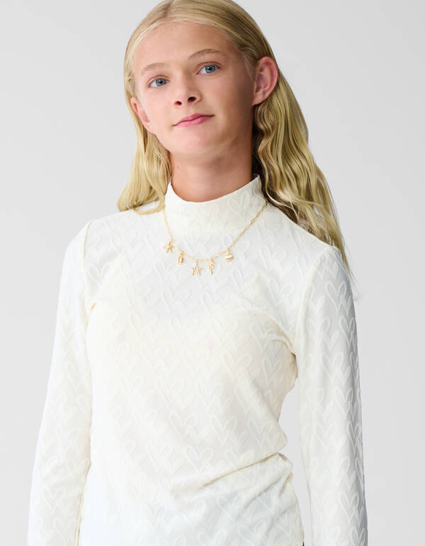 All-Over Heart Top Gebroken Wit SHOEBY GIRLS