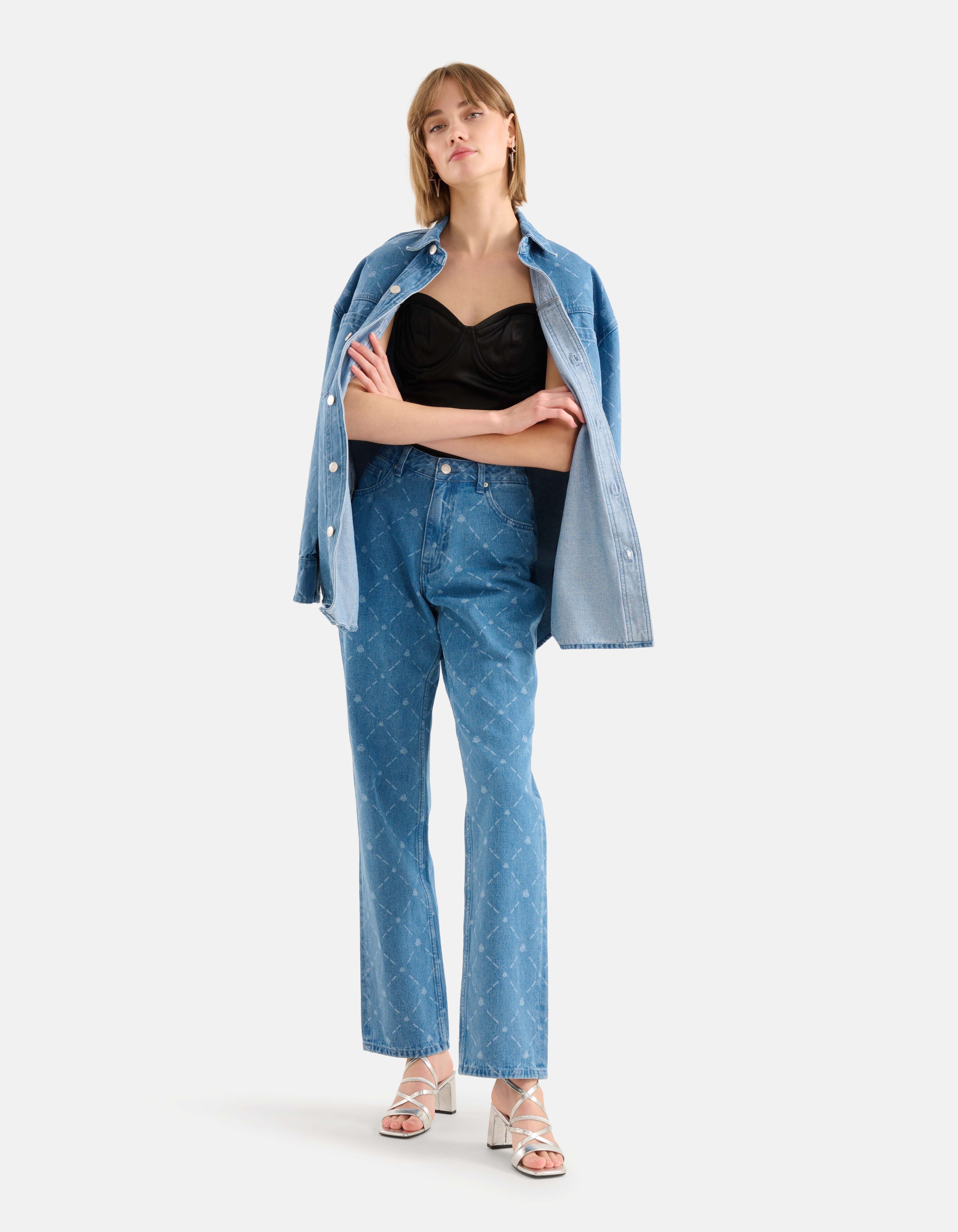Printed Straight Jeans Blauw SHOEBY WOMEN
