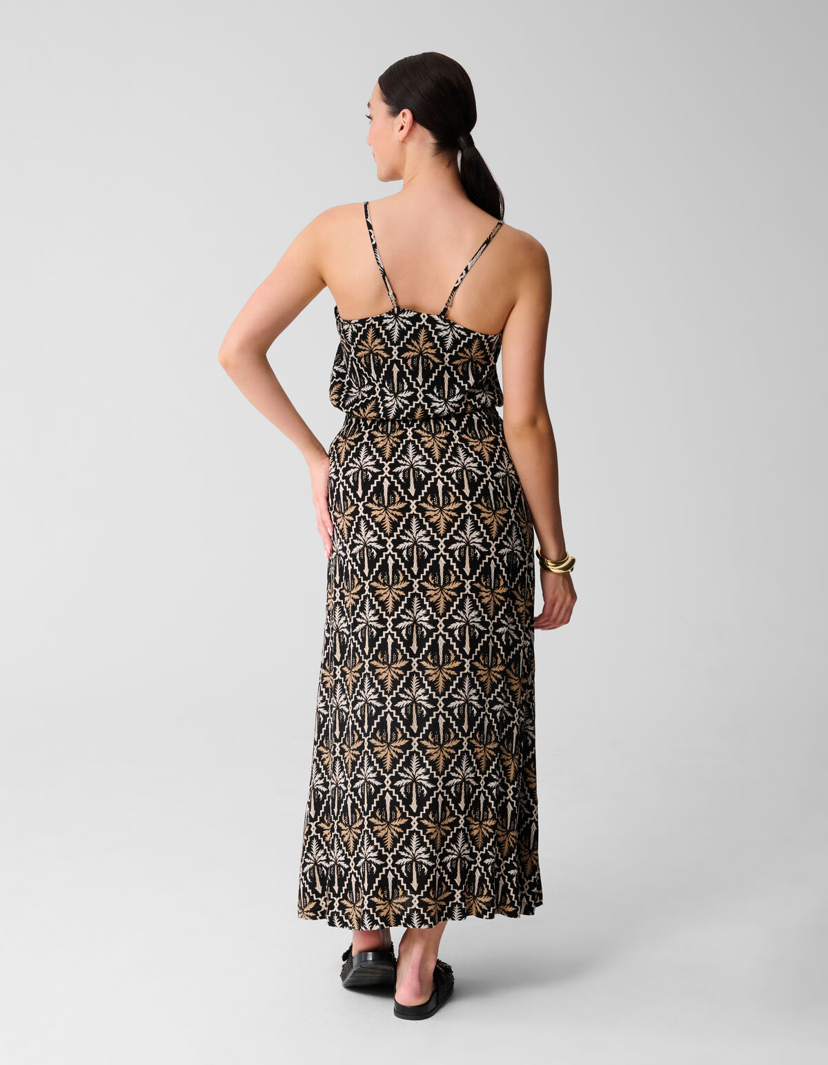 Printed Crinkle Maxi Rok Zwart/Wit SHOEBY WOMEN