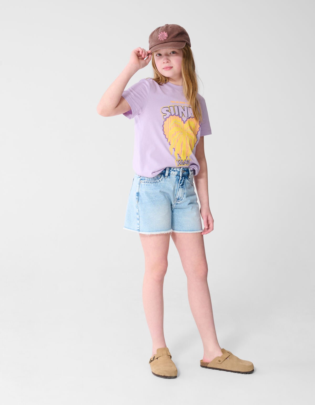 Sunny Palms Artwork T-shirt Lichtpaars SHOEBY GIRLS