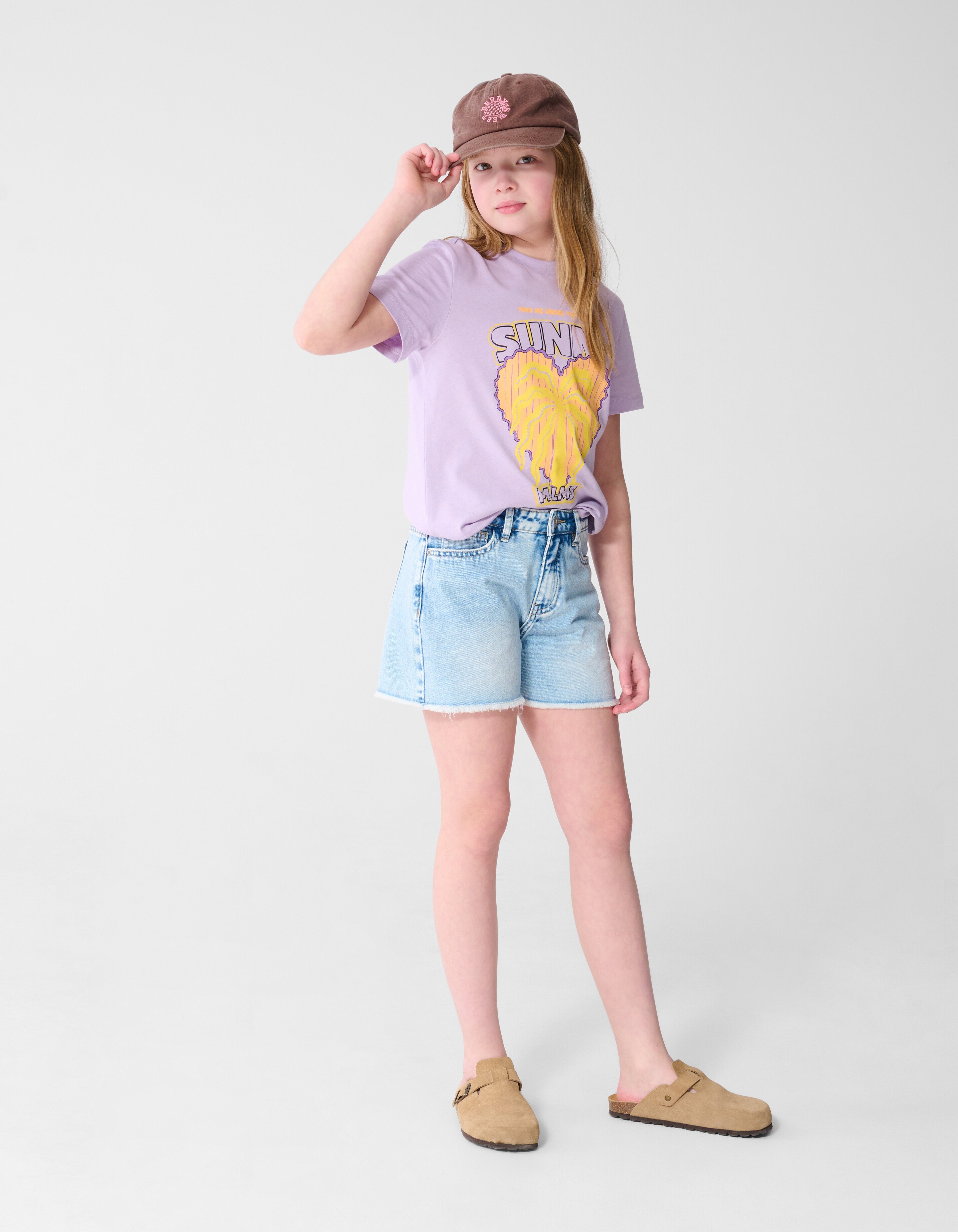 Sunny Palms Artwork T-shirt Lichtpaars SHOEBY GIRLS