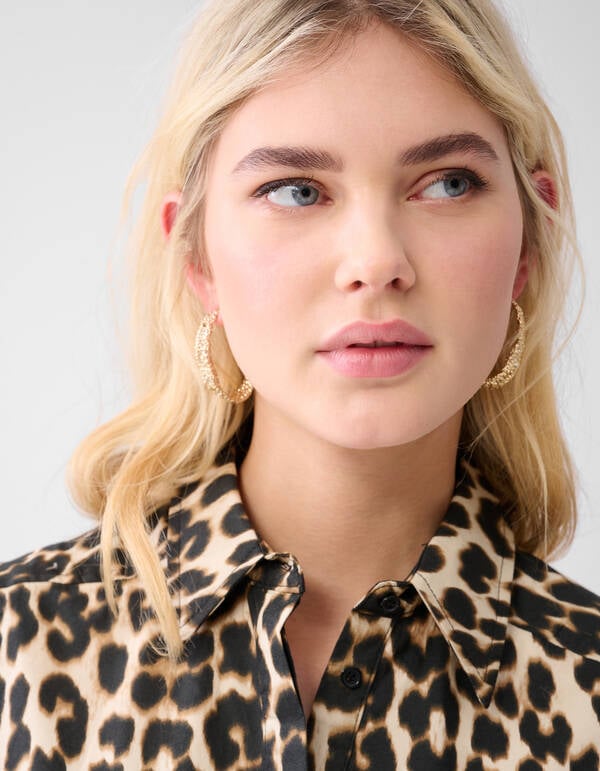 Leopard Poplin Blouse Bruin SHOEBY WOMEN