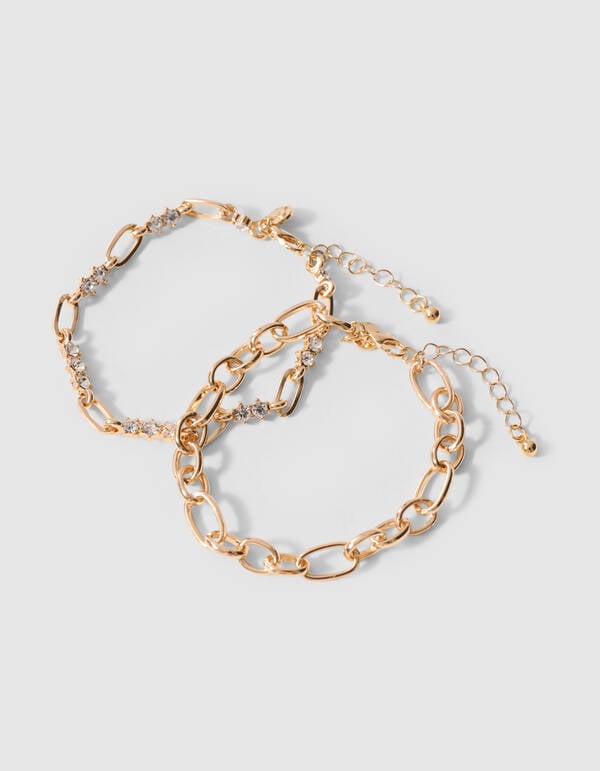 Double Layer Strass Armband Goud SHOEBY ACCESSOIRES
