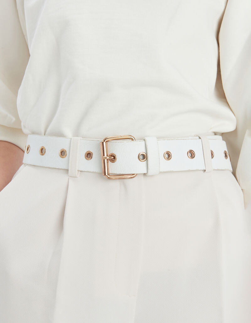 Eyelet riem wit