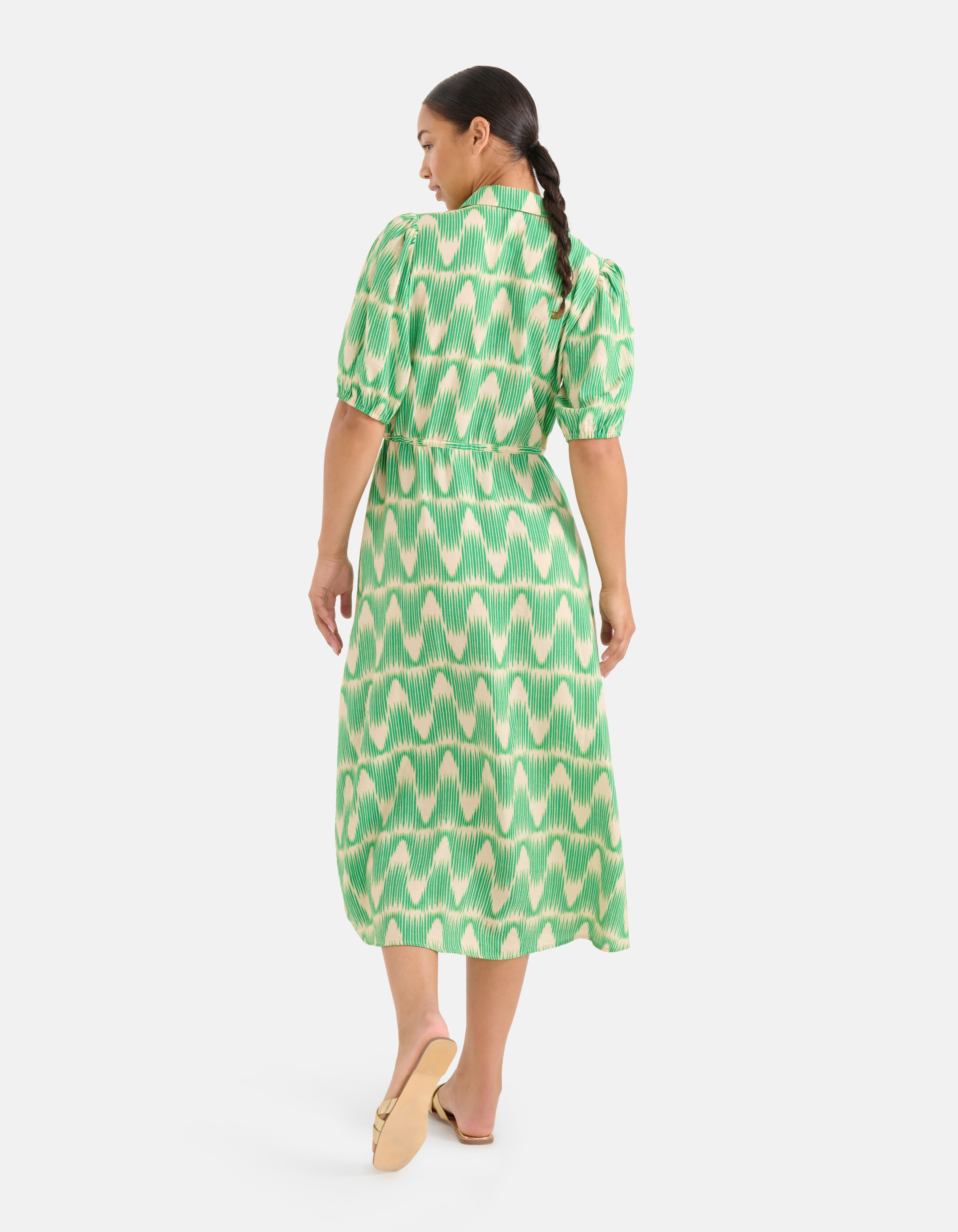 Grafische Print Jurk Groen SHOEBY WOMEN