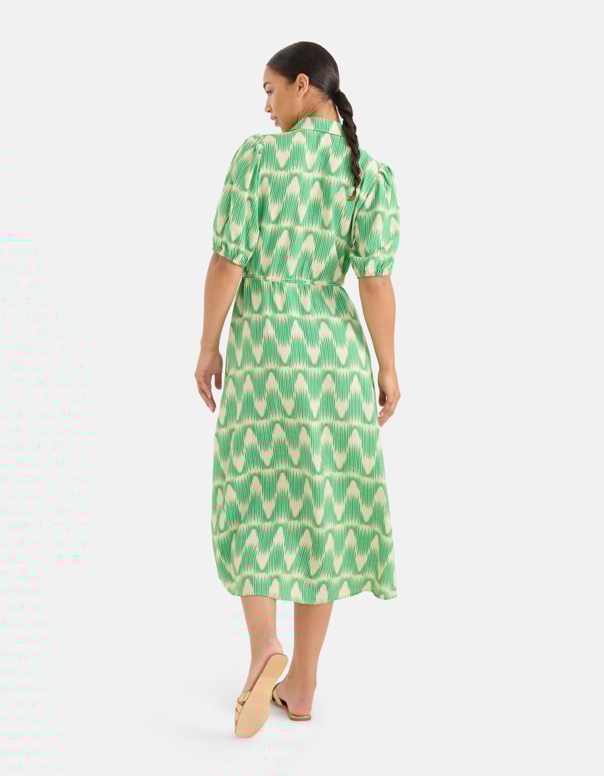 Grafische Print Jurk Groen SHOEBY WOMEN