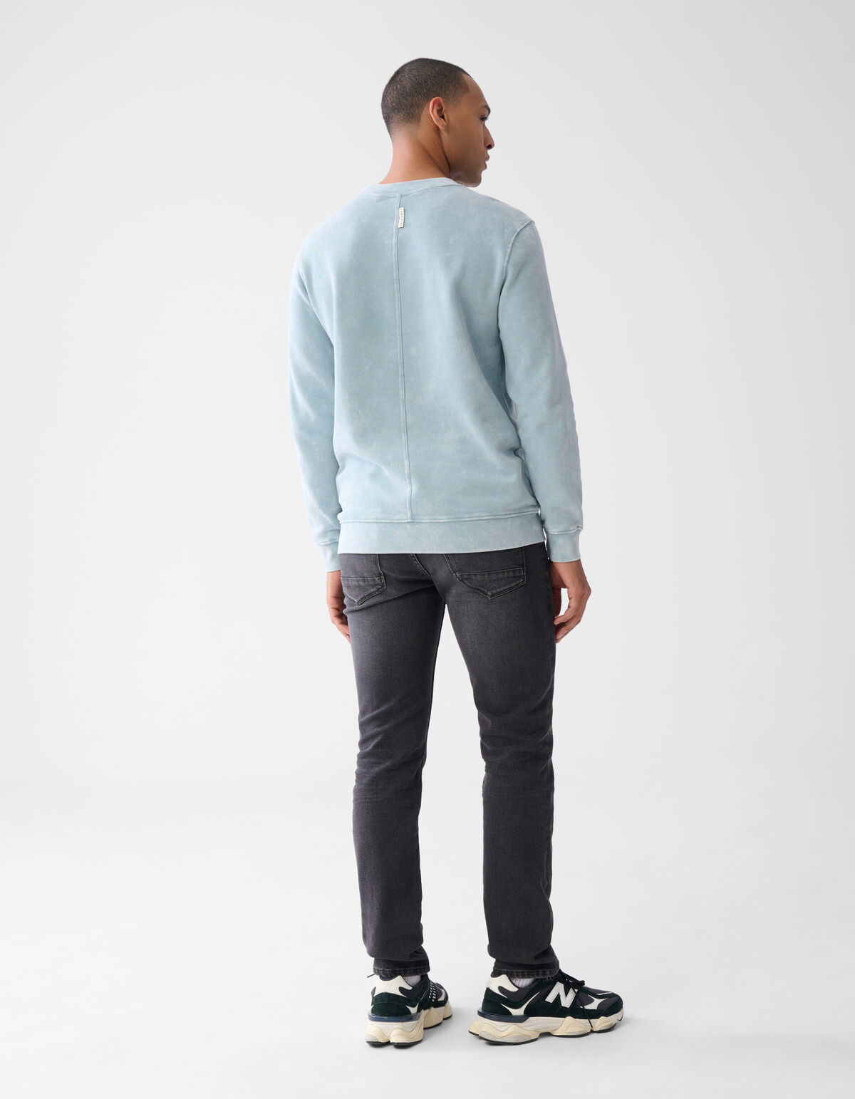 Basis Sweater Washed Lichtblauw SHOEBY MEN