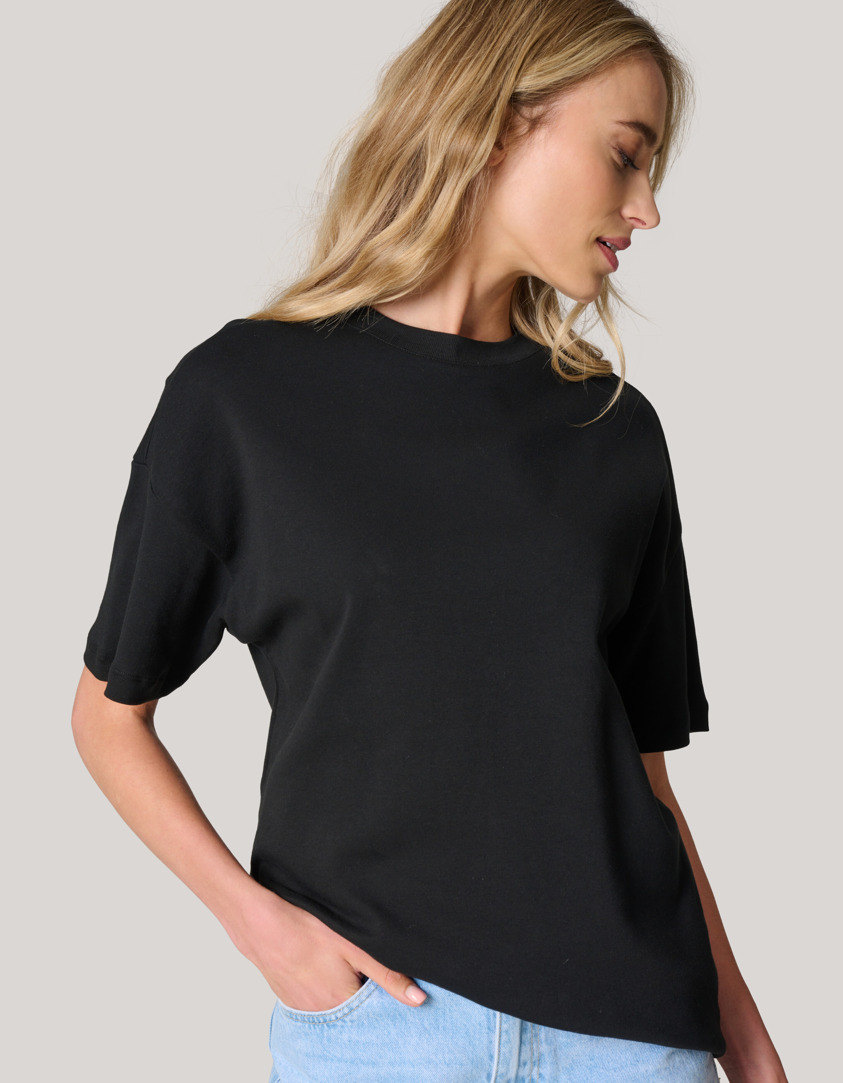 Oversized Basis T-shirt Zwart SHOEBY WOMEN