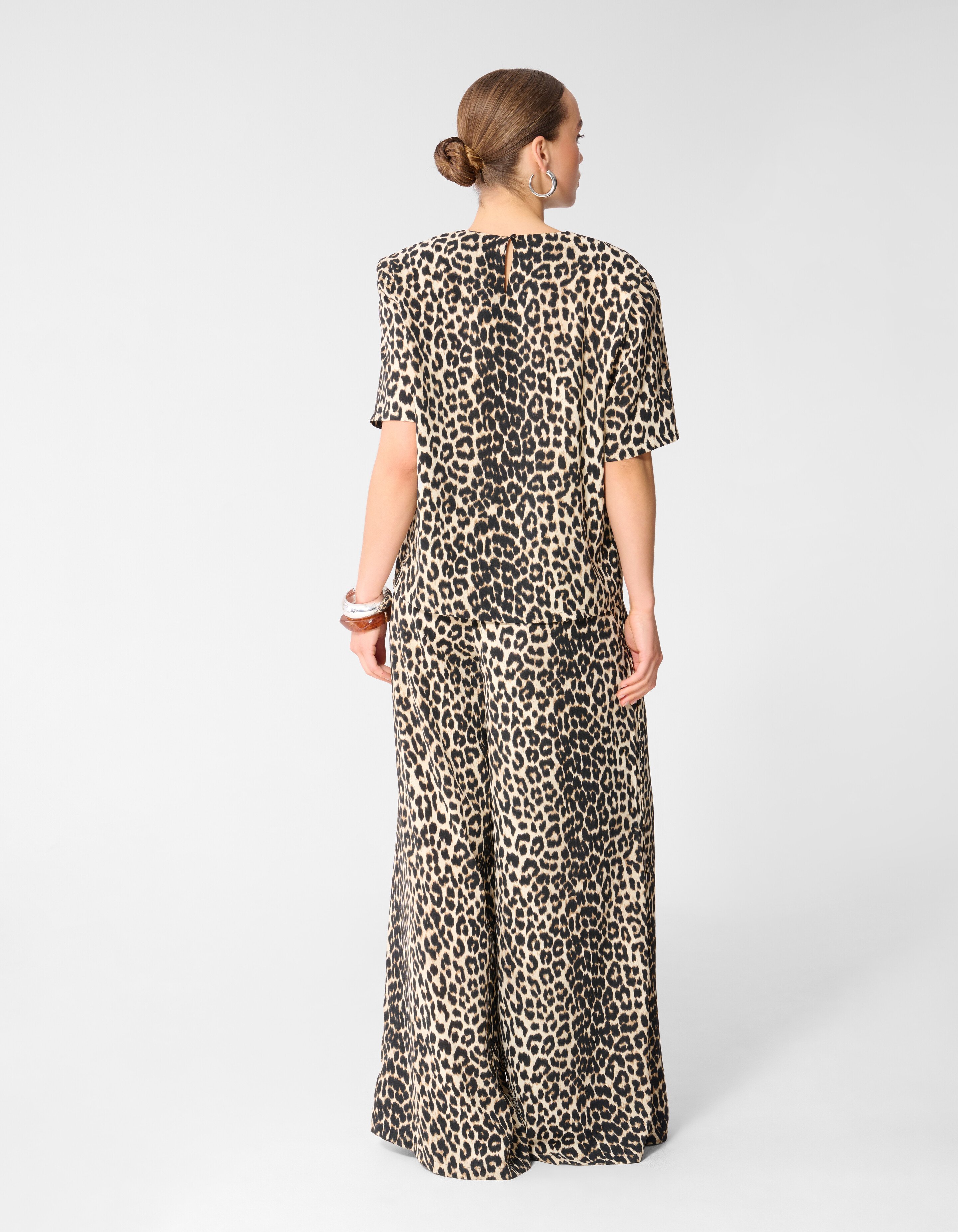 Leopard Twist Wide Leg Fit Broek Bruin SHOEBY WOMEN