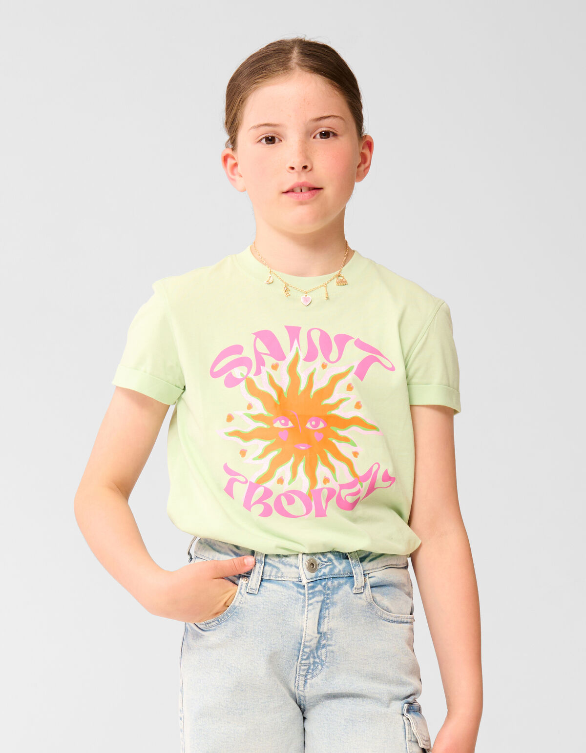 Saint Tropez Artwork T-shirt Lichtgroen SHOEBY GIRLS
