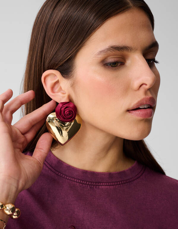 Oversized Washed T-shirt Donkerrood SHOEBY WOMEN