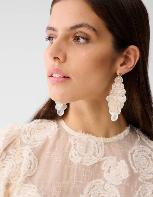 Sequin Bloemen Top Gebroken Wit SHOEBY WOMEN