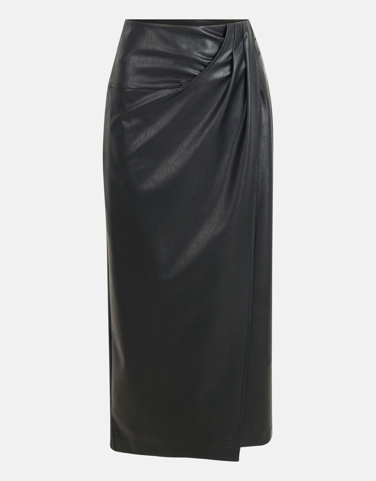 Vegan Leren Midi Rok Zwart SHOEBY WOMEN