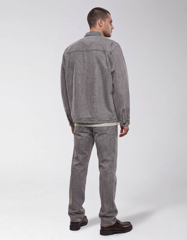 Relaxed Washed Denim Overshirt Grijs SHOEBY MEN