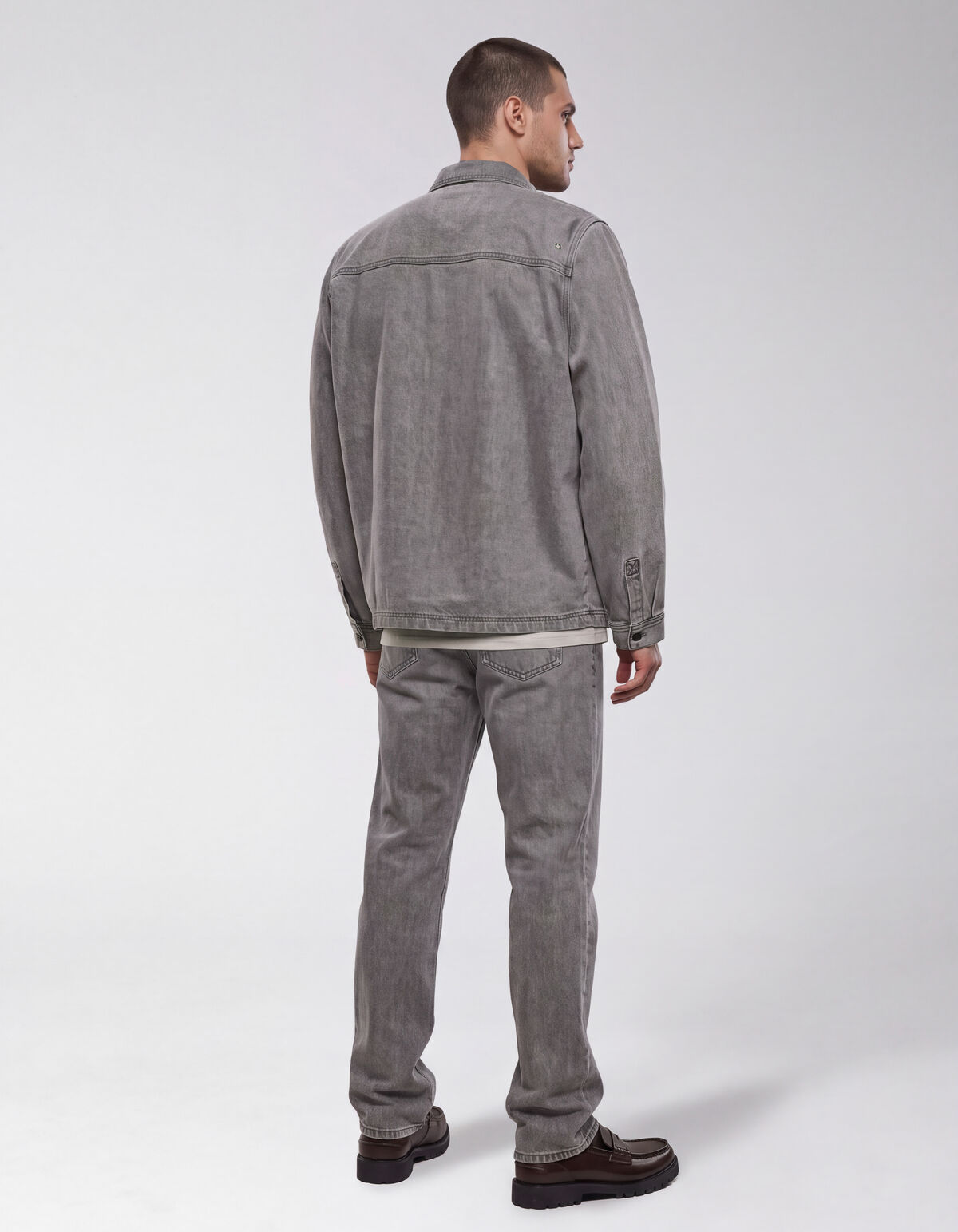 Relaxed Washed Denim Overshirt Grijs SHOEBY MEN