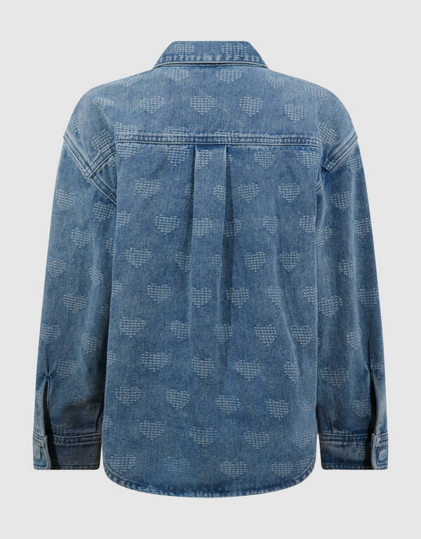 Heart Denim Blouse Blauw SHOEBY GIRLS