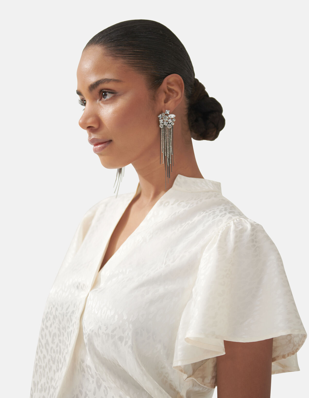 Jacquard Ruffle Blouse Gebroken Wit By Fred SHOEBY WOMEN