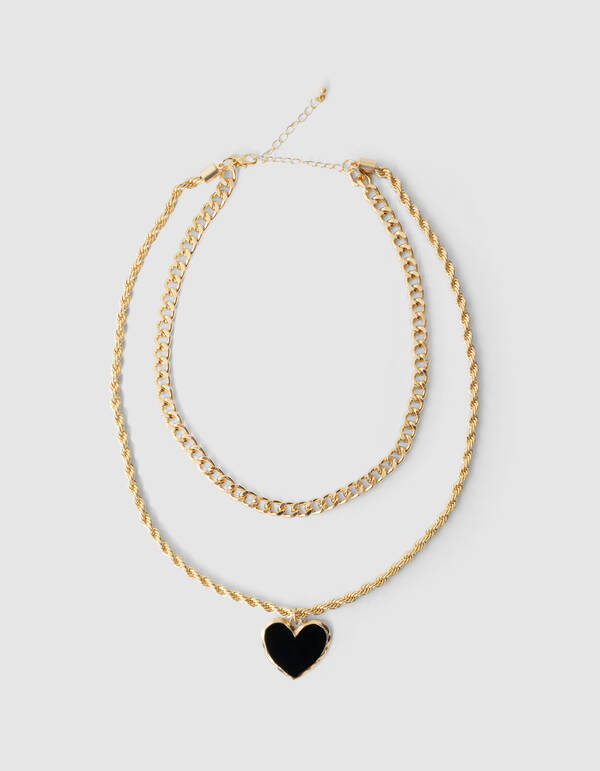 Vintage Layered Heart Ketting Goud SHOEBY ACCESSOIRES