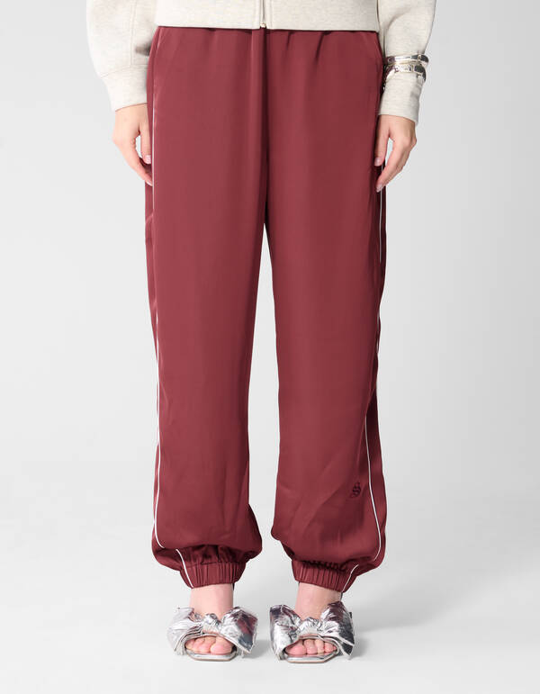 Satijnen Contrast Jogger Donkerrood SHOEBY WOMEN