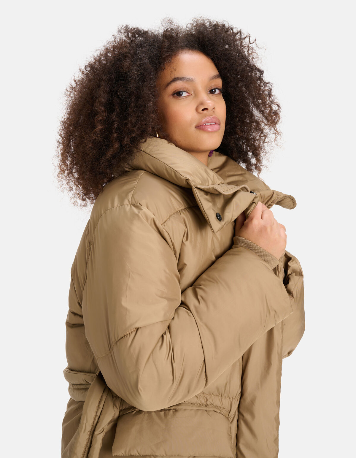Lange Puffer Jas Beige SHOEBY WOMEN