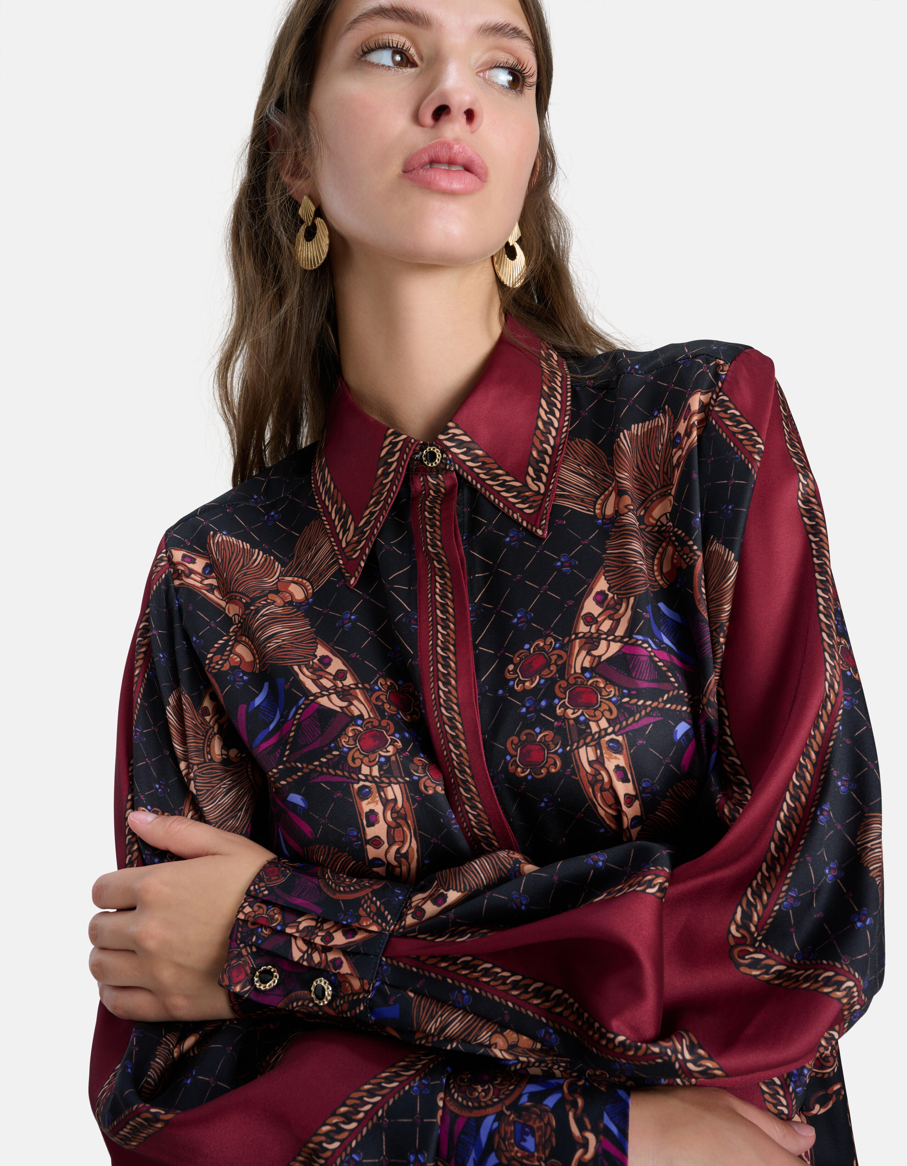 Chain Print Blouse Zwart SHOEBY WOMEN