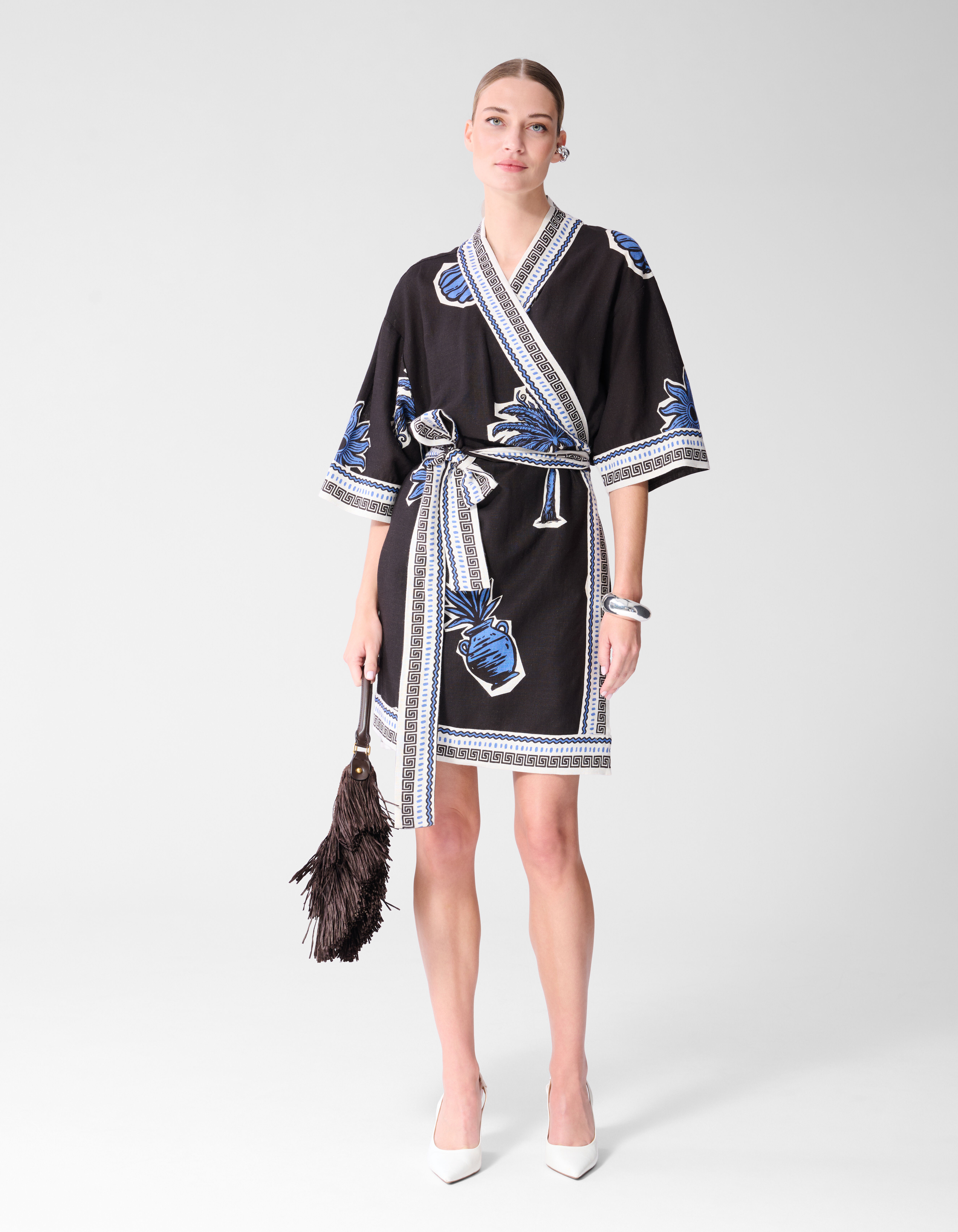Palm Print Kimono Jurk Bruin | Shoeby