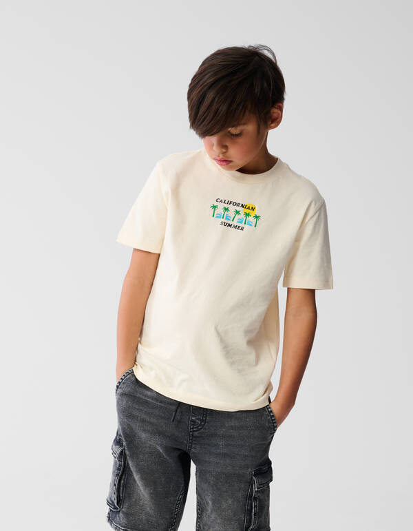 Summer Artwork T-shirt Gebroken Wit SHOEBY BOYS