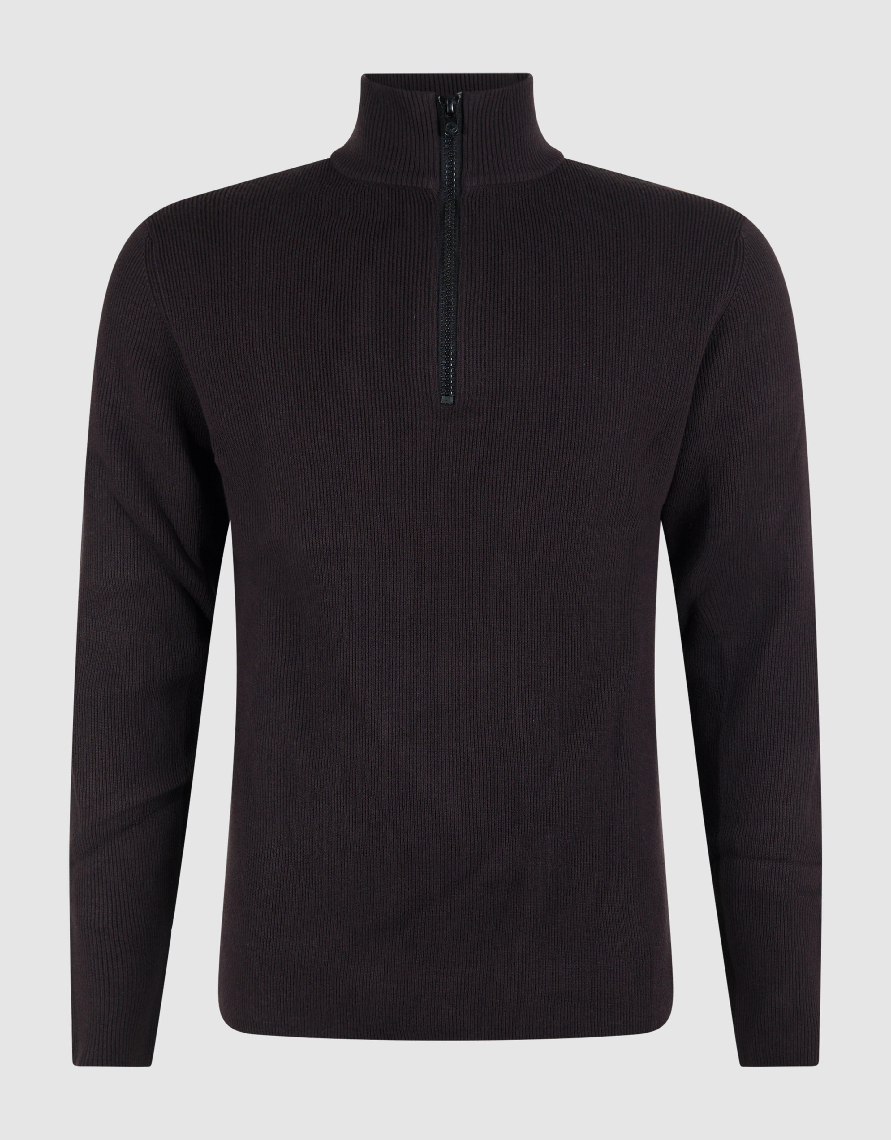 Half Zip Gebreide Trui Donkerbruin SHOEBY MEN