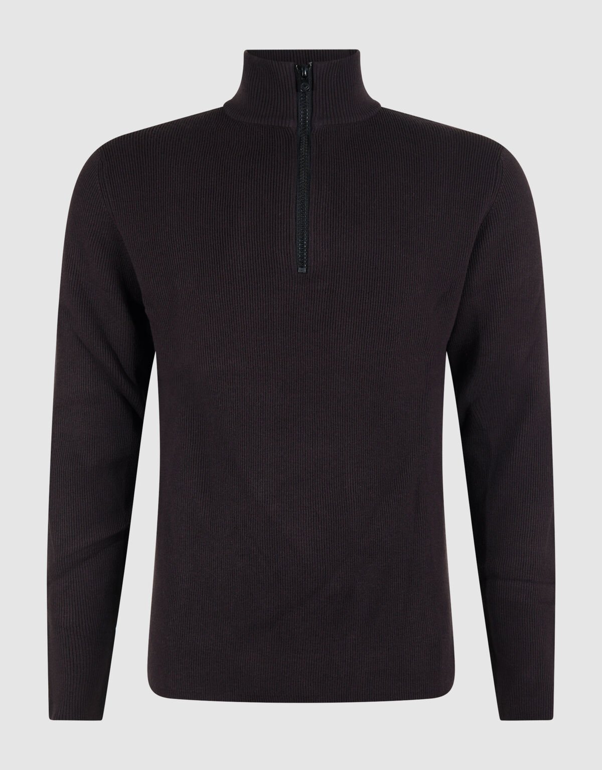 Half Zip Gebreide Trui Donkerbruin SHOEBY MEN