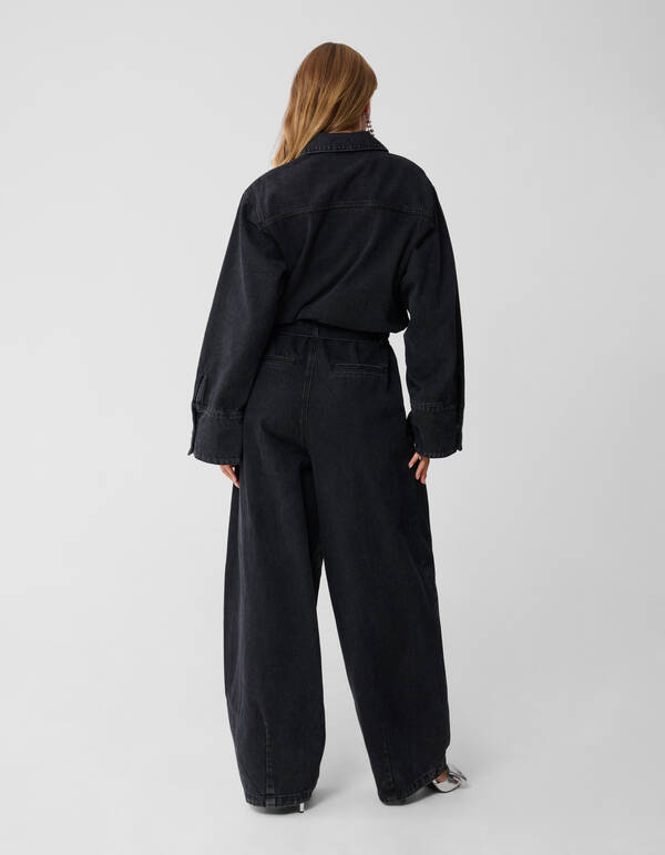 Oversized Denim Jumpsuit Zwart By Monica SHOEBY WOMEN
