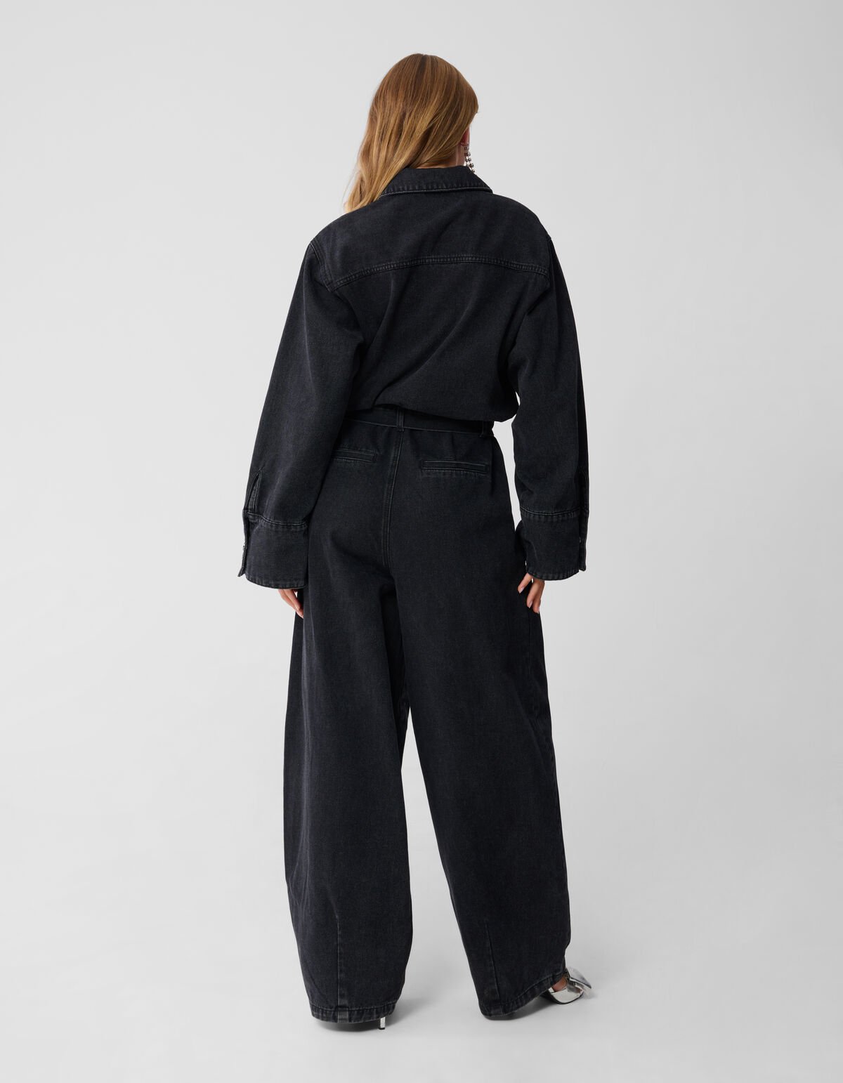 Oversized Denim Jumpsuit Zwart By Monica SHOEBY WOMEN