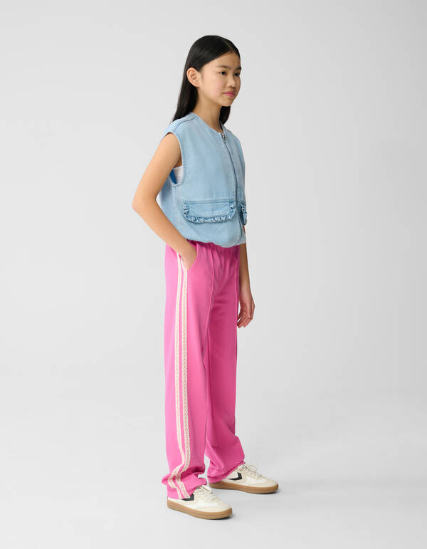 Sporty Wide Leg Broek Roze SHOEBY GIRLS