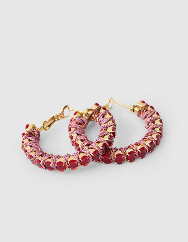 Strass Hoop Oorbellen Goud/Rood SHOEBY ACCESSOIRES