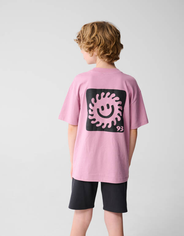Smiley Sun Artwork T-shirt Roze SHOEBY BOYS