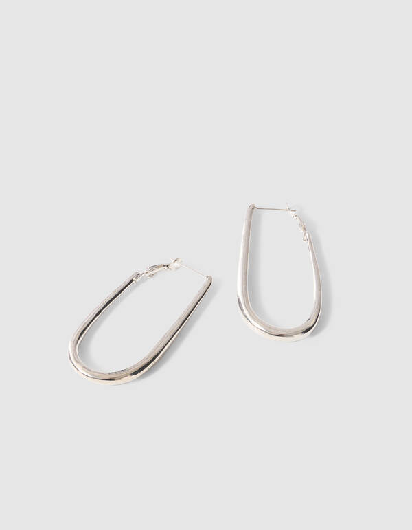 Rounded Square Oorbellen Zilver SHOEBY ACCESSOIRES