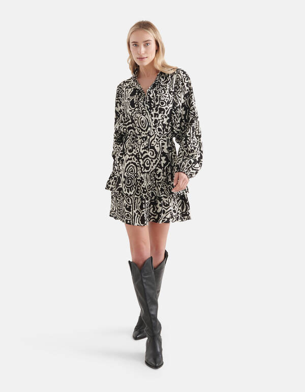 Grafische Mini Jurk Zwart/Wit SHOEBY WOMEN