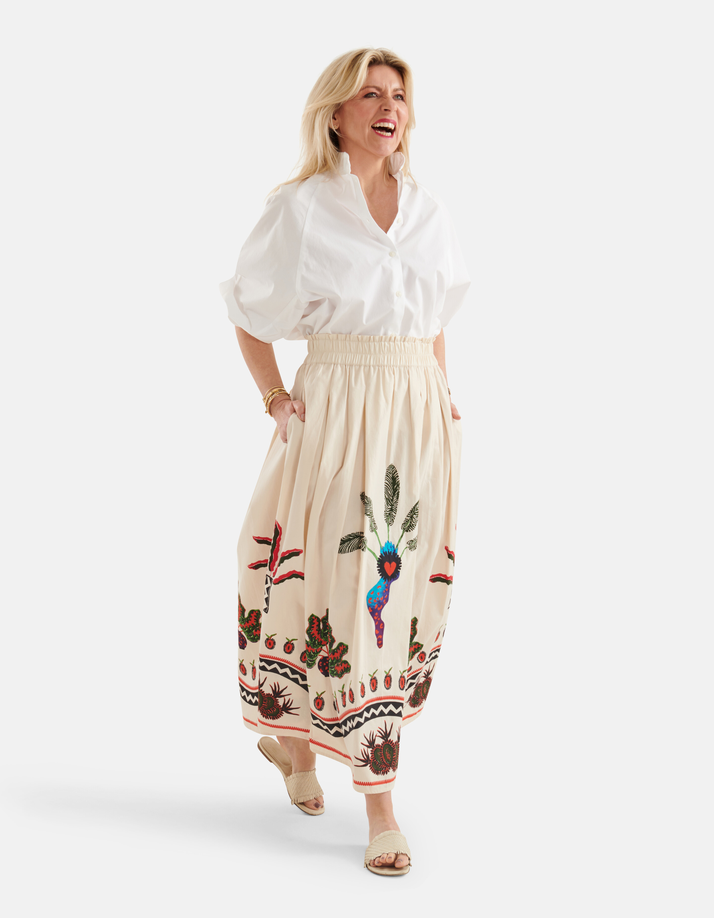 Printed Rok Gebroken Wit SHOEBY WOMEN