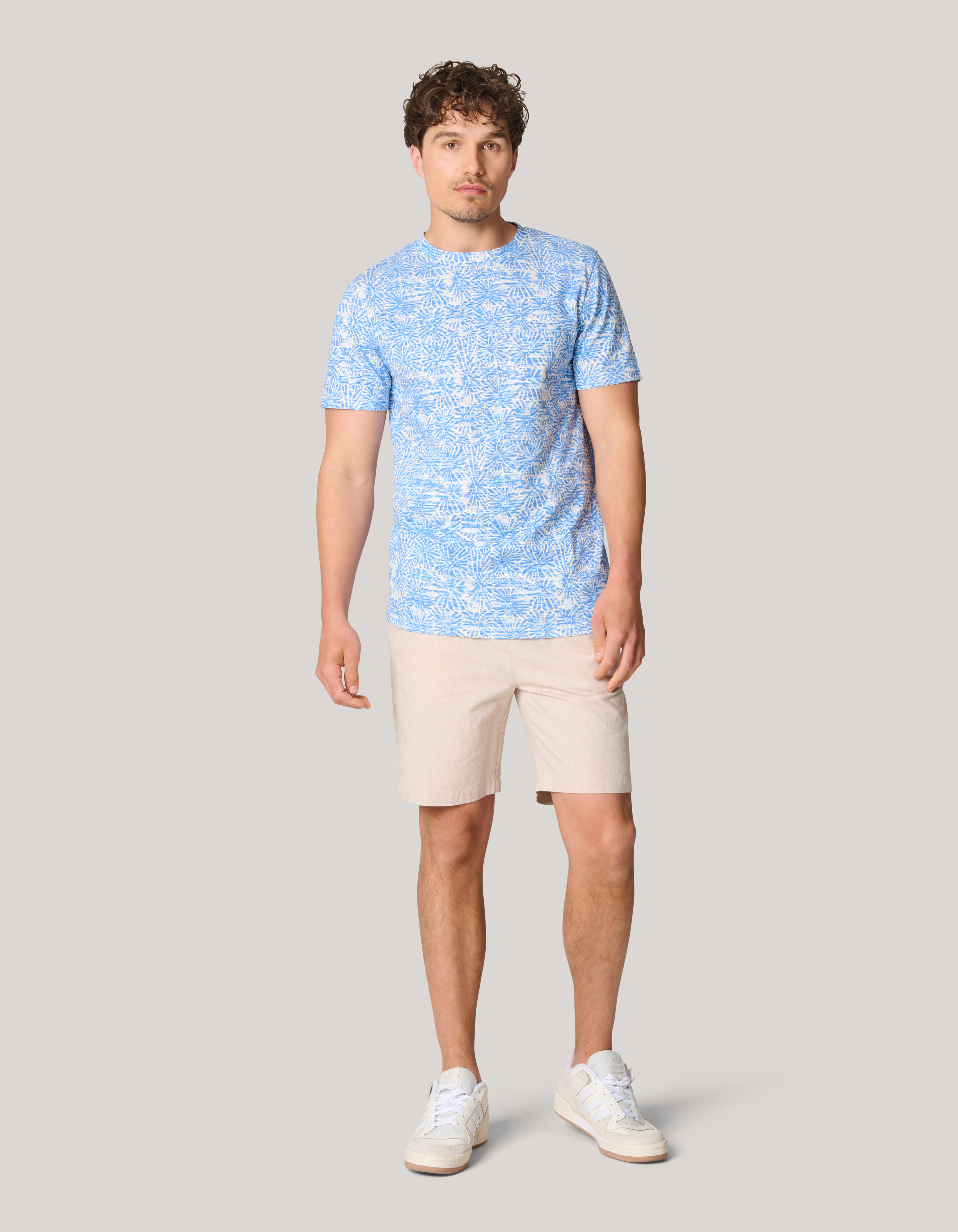 Printed Flower T-shirt Lichtblauw SHOEBY MEN