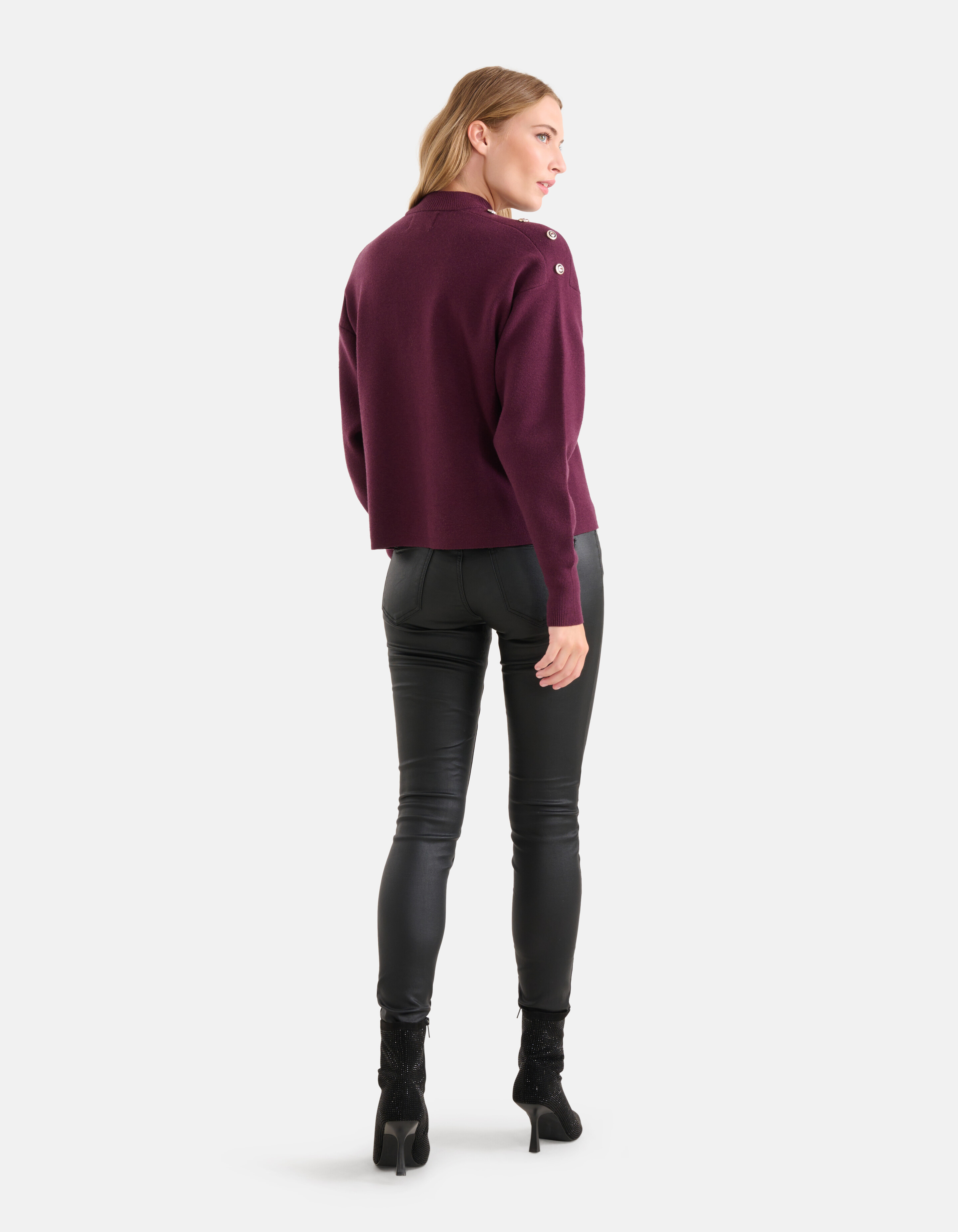 Gebreide Knopen Trui Donkerrood SHOEBY WOMEN