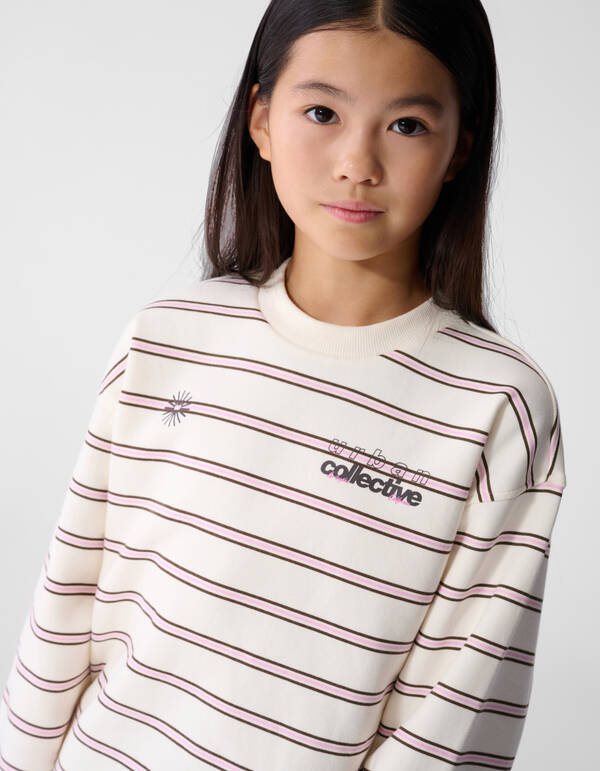 Oversized Gestreepte Sweater Gebroken Wit SHOEBY GIRLS