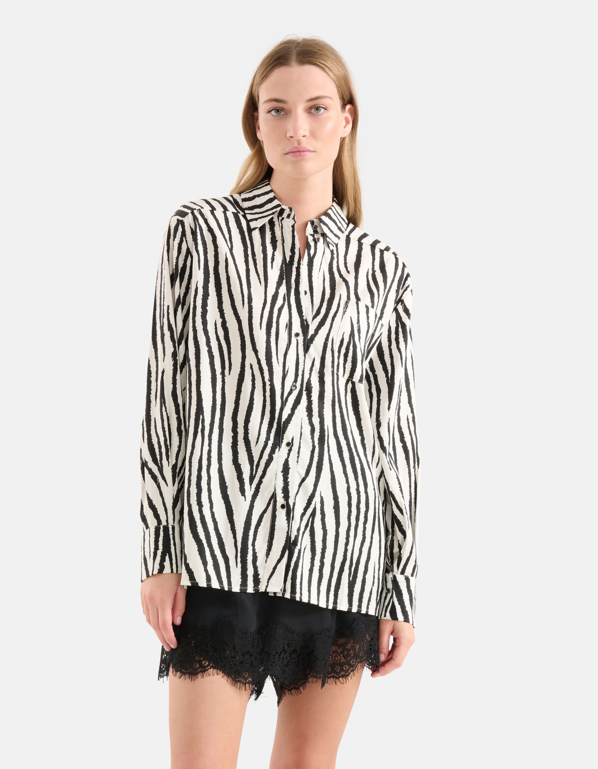 Zebra Printed Blouse Zwart/Wit SHOEBY WOMEN