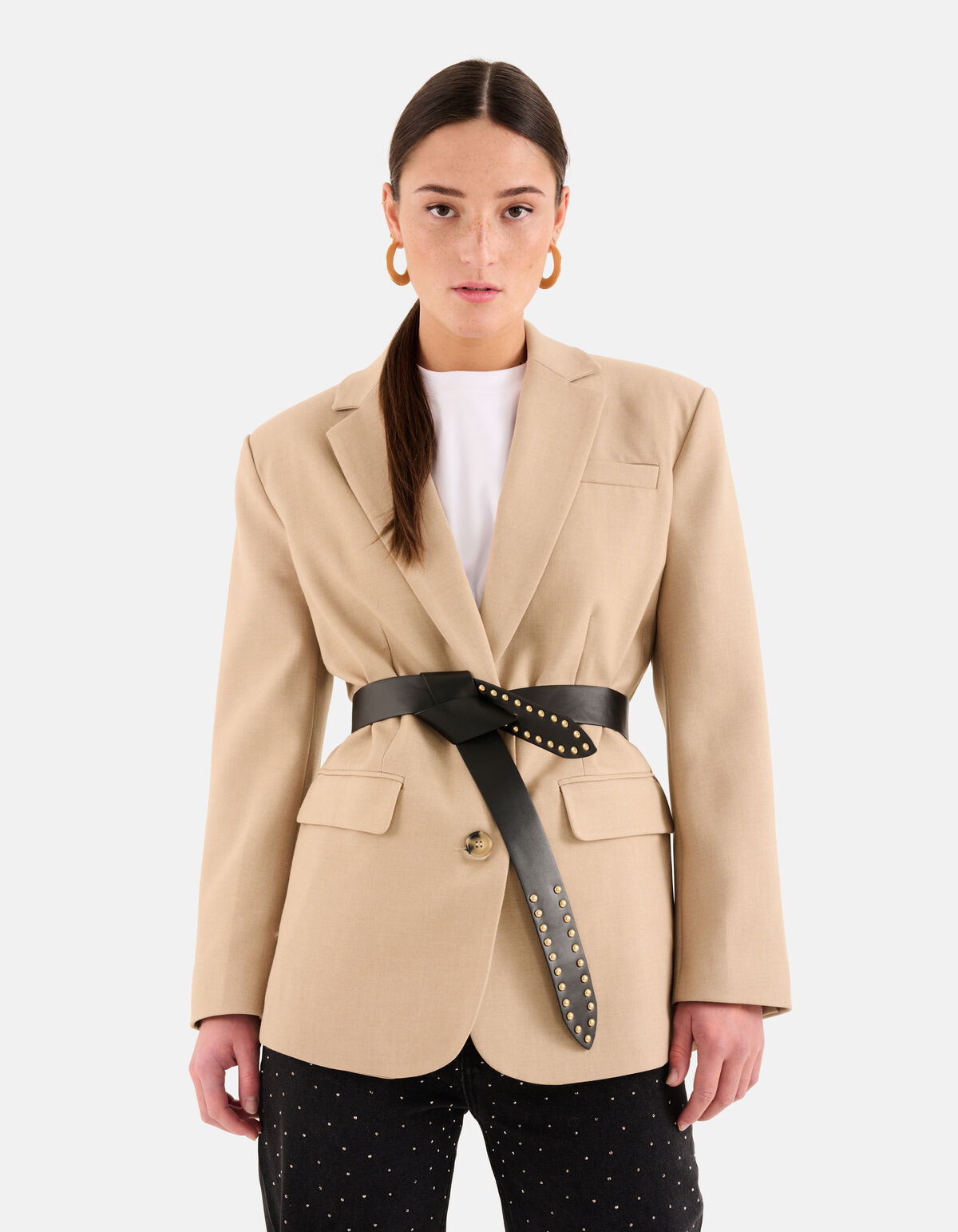 Knotted Stud Riem Zwart SHOEBY ACCESSOIRES