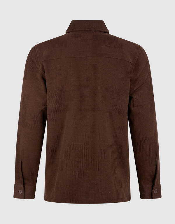 Ruiten Jacquard Overhemd Donkerbruin SHOEBY MEN