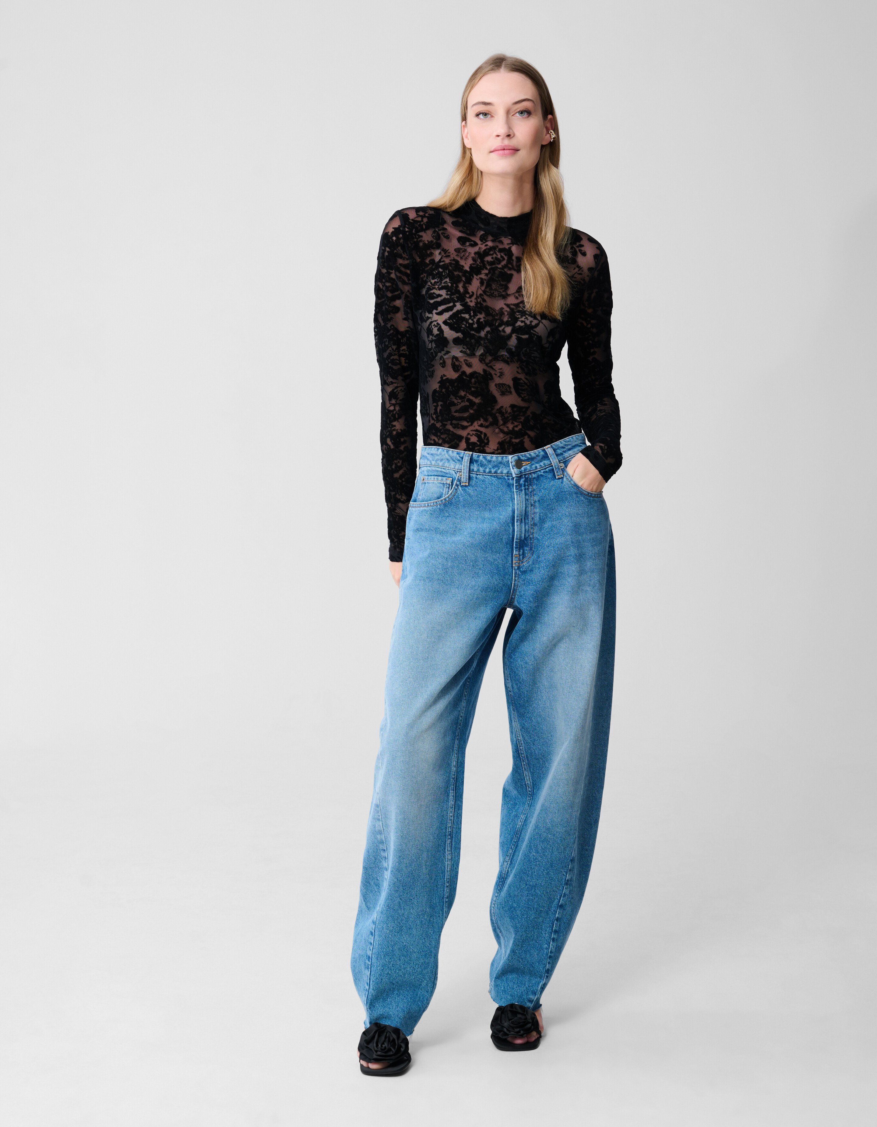 Roses Mesh Top Zwart SHOEBY WOMEN