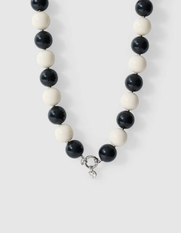 Ronde Beaded Ketting Zwart/Wit SHOEBY ACCESSOIRES