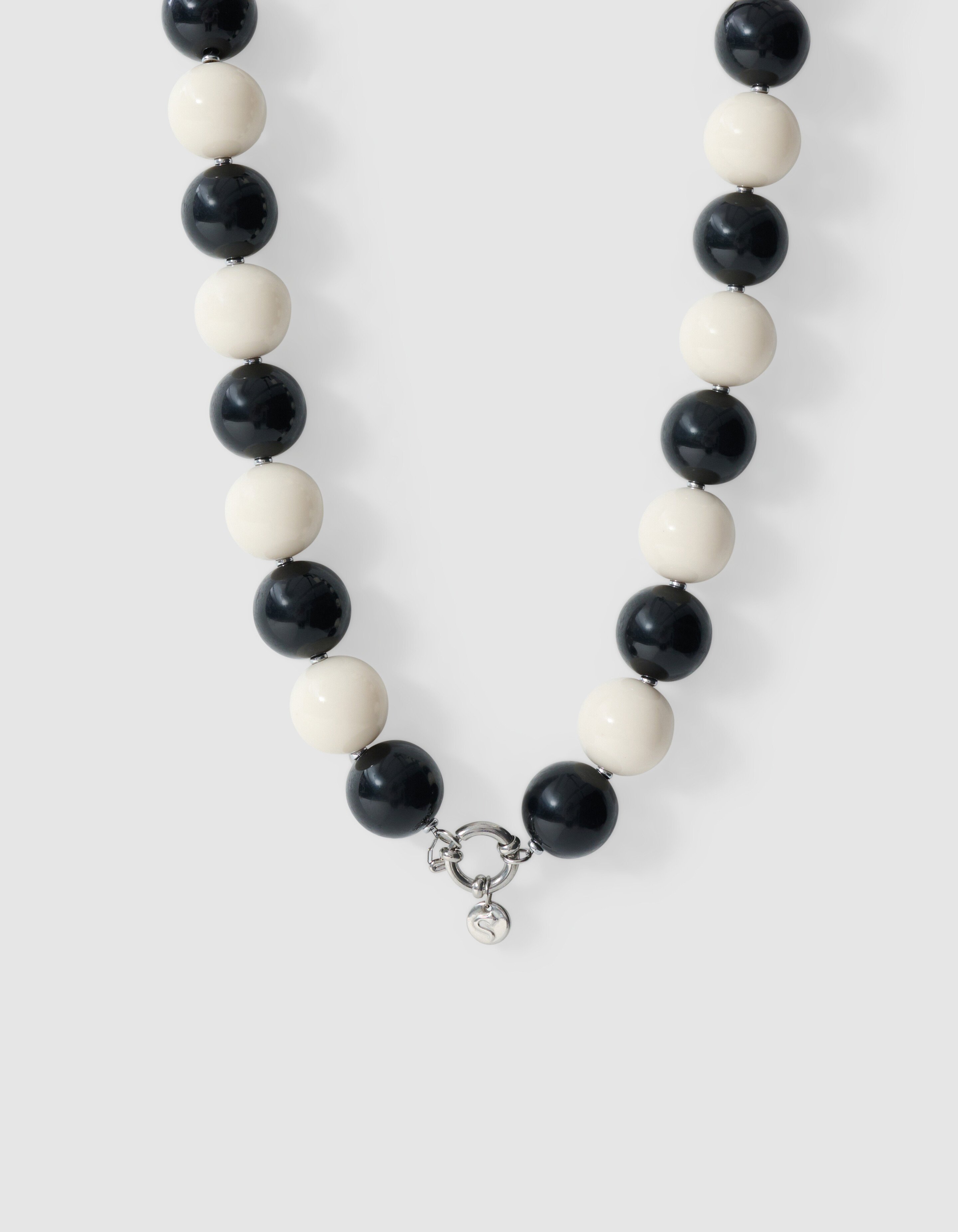 Ronde Beaded Ketting Zwart/Wit SHOEBY ACCESSOIRES