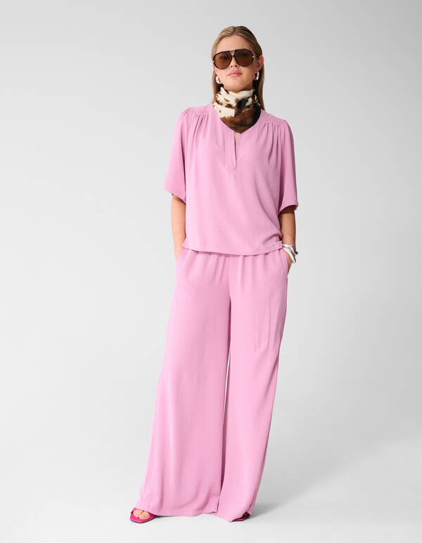 Twist Piping Top Roze SHOEBY WOMEN