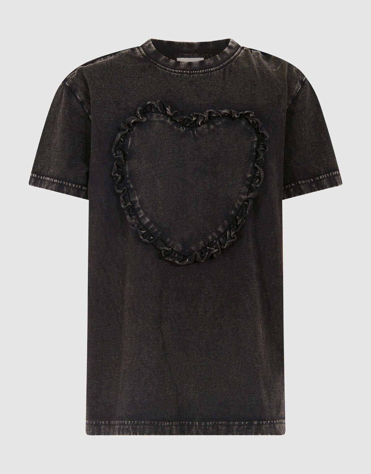 Washed Heart T-shirt Donkergrijs SHOEBY GIRLS